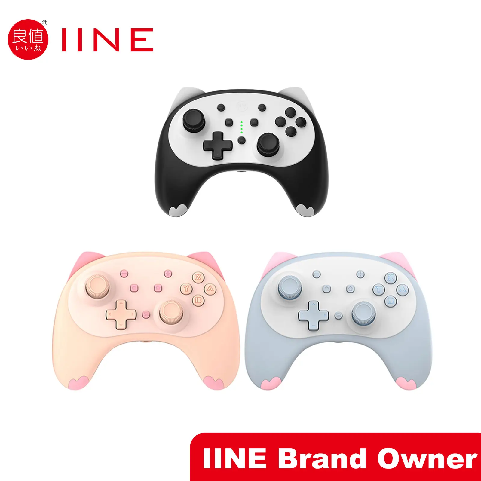 Iine Cat Controller Voor Nintendo Switch/Oled/Lite, Cartoon Kitten Gamepad Met 3.5Mm Headset Jack Auto Fire