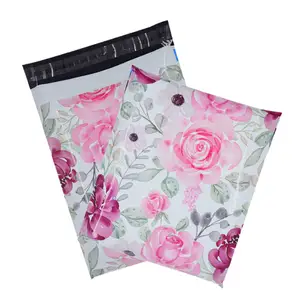 Atacado colorido descartável fita dupla, envelope rosa pacote floral de correio, sacos de coringa de plástico