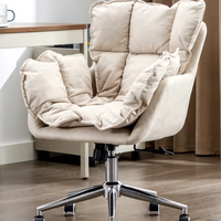 Silla de Oficina para el Hogar, Cómoda, Giratoria, Ergonómica, Deslizable, con Elevación, Estilo Nórdico, Metálica