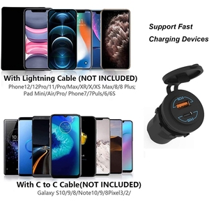 ที่ชาร์จในรถยนต์แบบเร็ว 12V Quick Charge 4.0 Type-C PD 60W USB QC3.0 สำหรับเรือและรถบ้าน - Product Image 3