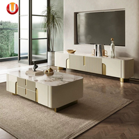 Meuble TV en bois de luxe de haute qualité, meuble TV moderne brillant, table basse pour le salon