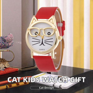 Reloj Infantil <span class=keywords><strong>de</strong></span> Lujo con Diseño <span class=keywords><strong>de</strong></span> Gato, Bonito Reloj <span class=keywords><strong>de</strong></span> Cuarzo con Correa <span class=keywords><strong>de</strong></span> Cuero para Niñas, Regalo <span class=keywords><strong>de</strong></span> Moda con Diseño Nuevo - Product Image 2