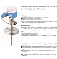 Thermomètre modulaire industriel E+H ITHERM ModuLine TM131, thermomètre métrique RTD/TC avec sonde thermique soudée