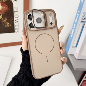 Nouvelle coque de téléphone avec cadre d'appareil photo à clapet, support magnétique en verre, pour iPhone 17 16 15 14 Pro Max, avec support givré et support arrière convertible - Product Image 6