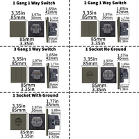 Soket saklar dinding Outlet tanah listrik, tombol sentuh keselamatan tinggi standar EU 250V 16A 10A 85mm 85mm 1 2 3 Gang