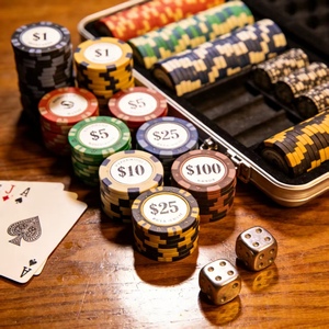 Set Poker Logo Kustom Profesional 14g Clay Composite 39mm Kelas Kasino Texas Hold'em 500pcs Dadu Keramik Kemasan Kotak Aluminium - Product Image 1