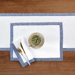 Bordered Linen <b>Placemats</b> for Conference Organizers with Contrast Narrow Border in Catering Service - Product Image 1