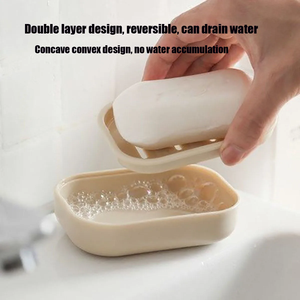 Portable Double-Layer <b>Soap</b> Dish with Drainage <b>Cover</b> Square Plastic Storage Box for Bathroom Travel Use - Product Image 2