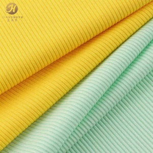 Offre Spéciale 2*2 petite <span class=keywords><strong>rayure</strong></span> tissu côtelé 250g Polyester ammoniac femmes Stretch bas t-shirt fil Pit bande tissu - Product Image 4