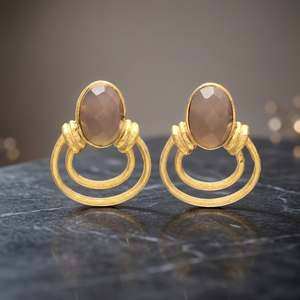 Stainless Steel Handmade Geometric Hoop Earrings Gemstone Children's Fashion - Product Image 2