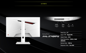 MSI mag274qrfw 180Hz Tốc độ làm mới 1ms GTG Thời gian phản hồi Màn hình IPS 2K 2560x1440 QHD màn hình chơi game kinh doanh Độ phân giải cao - Product Image 6