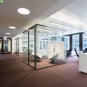 Hot Bán Cửa Màu Đen Hợp Kim Nhôm Khung Kính Phân Vùng Tường Kính Văn Phòng Phân Vùng Cho Bán Sỉ - Product Image 3