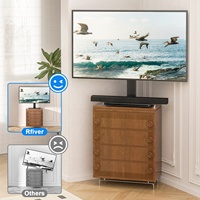Support de télévision universel pour téléviseurs plats et incurvés de 32 à 75 pouces, base pivotante réglable en hauteur avec verre trempé, capacité de charge de 110 lb