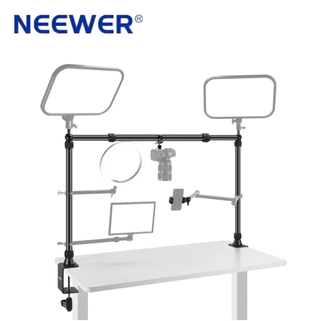 NEEWER NK002 Metal Desk Mount with 2 Ball Heads Super Clamp Overhead Camera Rig for Photo Studio Accessories NK002