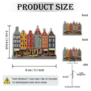 Imán Decorativo Estilo Holandés - Casa Holandesa con Techo Inclinado, <span class=keywords><strong>Rojo</strong></span>, Naranja, Amarillo, Verde, Marrón - Adhesivo Fuerte, Apto para Diversas Superficies - Product Image 4