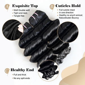 Extensiones de Cabello Humano Virgen 100% Natural, Ondulado Profundo, Sin Procesar, en Paquetes de 12, 20 y 26 Pulgadas, Color Negro Natural, Sin Caída - Product Image 2