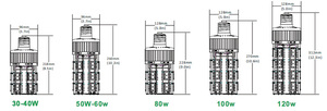 Chine fabricant IP65 170lm/w angle de faisceau de 360 degrés remplacer les halogénures métalliques <span class=keywords><strong>HPS</strong></span> 4000K 5000K E40 E39 E27 40W 480v led lampes de maïs - Product Image 6