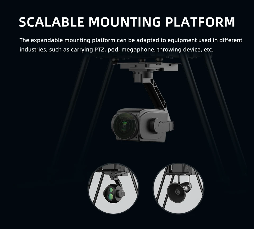 EFT X6100 Industrial Drone, expandable mounting platform can be adapted to equipment used in different industries . platform can carry