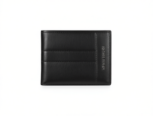 Portafoglio da Uomo in Vera Pelle, Chiusura Corta Pieghevole, Stile Minimalista, Decorazione con Lettera, Ideale come Regalo - Product Image 1