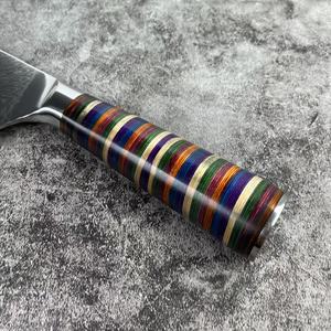 Couteau à désosser robuste à motif Damas avec manche en résine colorée, couteau tranchant pour hacher les os, idéal pour la cuisine des restaurants - Product Image 5