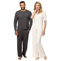 Ensemble de pyjamas en viscose de bambou pour couple, manches longues, vêtements de nuit et de détente, vente en gros, logo personnalisé, pour la famille