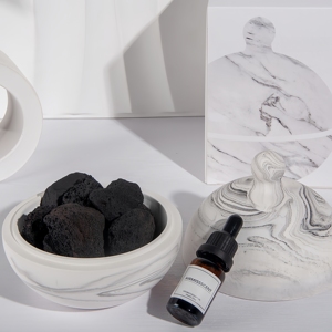 Diffuseur d'arômes marbrés best-seller ensembles de roseaux boîte-cadeau de sel de bain en pierre volcanique sans flamme ensemble de parfums d'intérieur et de parfums - Product Image 2