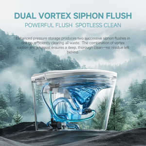 WC intelligent en céramique avec nettoyage <span class=keywords><strong>autonome</strong></span>, stérilisation, siège chauffant, fixation au sol, cuvette allongée, drainage en S, télécommande - Product Image 2