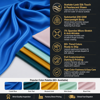 Tissu satiné extensible en faux acétate 200 g/m² avec logo personnalisé pour robes de mariée et de demoiselles d'honneur élégantes, robes de soirée, OEM ODM