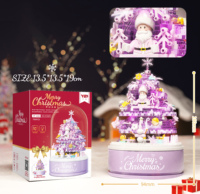 Divertido y Creativo Kit de Bloques de Construcción Navideños, Caja Musical de Plástico con Luz, Marco de Fotos 3D, Ladrillos de Casa Transformables, Juguete Modelo