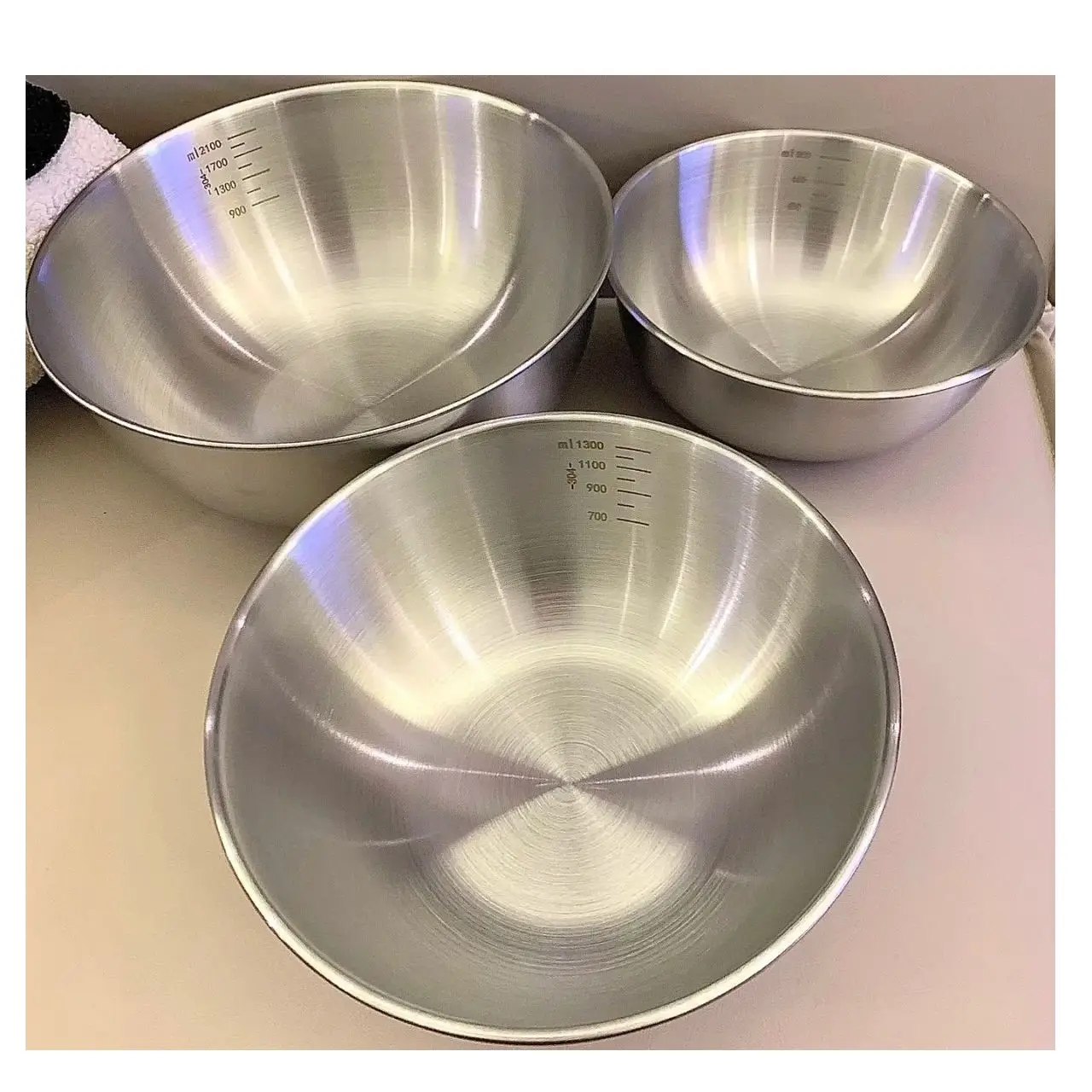 3pcs Aço Inoxidável Tigelas De Mistura Cozinha Salad Bowls Set Nesting Storage Bowl Baking Acessório Com Escala