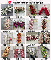 Fleurs de table de mariage, guirlande de roses, fleurs d'allée, fleurs artificielles en soie rose, rouge, blanc, chemin de table pour décoration de mariage