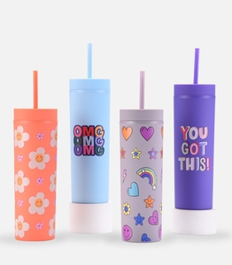 Hot Selling Custom Double Multi-color Simple Rubber Paint 16OZ Sealed Straight Sippy <b>Cup</b> - Product Image 4