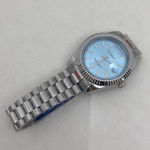 Montre pour homme de 41 mm avec lunette cannelée, cadran vert lumineux avec index en forme de bâtonnets, verre saphir, compatible avec le mouvement 8285 - Product Image 6