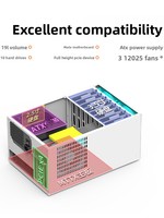 Beniu B8 8-Bay NAS Chassis ATX catu daya besar Matx ketinggian penuh PCIe hitam Server dengan kipas dalam layanan penyimpanan stok