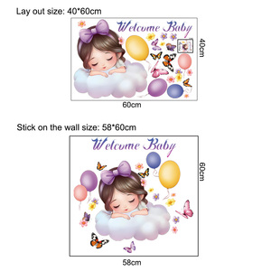 New Design Girl Sleep on <strong>Clouds</strong> Welcome Baby <strong>Sticker</strong> Waterproof 3d Self-adhesive <strong>Wall</strong> <strong>Stickers</strong> for Home Decor - Product Image 6