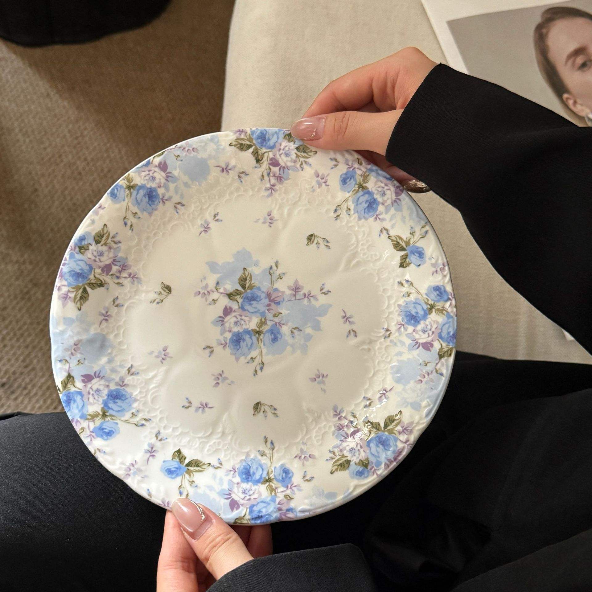 แผ่นกุหลาบสีน้ำเงิน6นิ้ว15.5*2