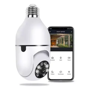 E27 Socket Support de lampe Caméra de vidéosurveillance de sécurité à domicile Pleine couleur 1080P 360 Panoramique CCTV 2MP Wifi Caméra IP PTZ Ampoule Caméra