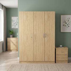 Armario contemporáneo de 4 puertas de roble y MDF, fabricado en Malasia, con espacio para colgar, puerta plegable y almacenamiento personalizado para taller. - Product Image 3