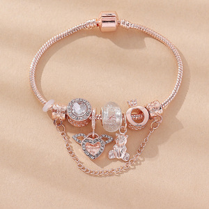 Pan's Hot-Selling DIY Beaded Crystal Bead <strong>Copper</strong> <strong>Bracelet</strong> Cross-Border Dora Crown Pendant Bear Angel Fashion Charm <strong>Bracelets</strong> - Product Image 2