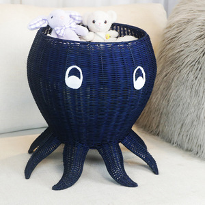 Octopus Shaped Wicker <b>Storage</b> <b>Basket</b> Handmade Decorative <b>Toy</b> Bin For Living Room Stuffed Plush <b>Storage</b> - Product Image 4
