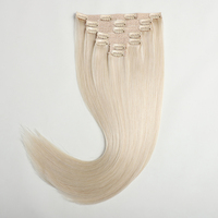 Meilleure vente Extensions de cheveux humains de qualité salon Premium à clips Double trame Vierge Russe Blond platine Remy Hair Clip Ins