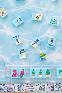 Fichas de Mahjong <span class=keywords><strong>RIVIERA</strong></span> JET SET personalizadas de fábrica, color azul Portofino, de acrílico tallado de lujo, estilo americano, para vacaciones en la costa. - Product Image 6