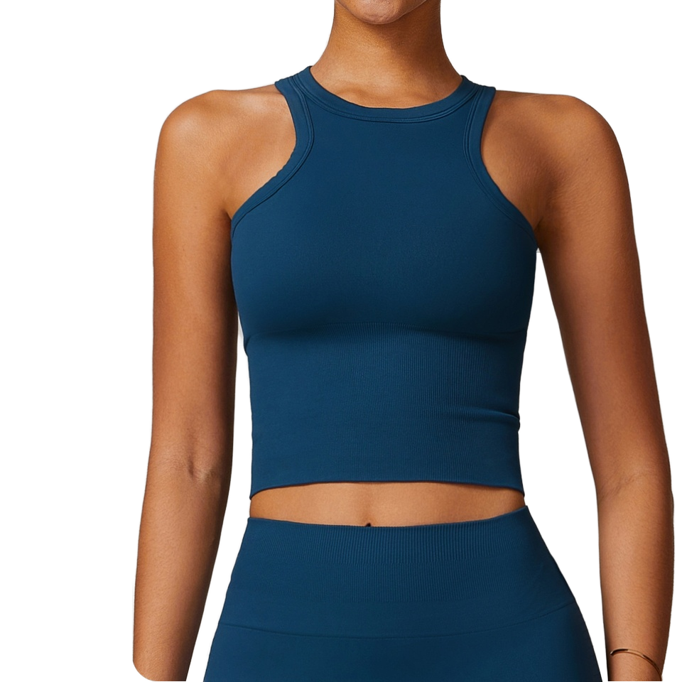 Women's Seamless I-Back Yoga Vest Tight-Fit One-Piece Belly Covering Four-Way Stretch Sports Top Printed Sportswear