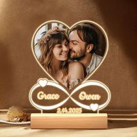 LOGO personnalisé acrylique 3D saint valentin fête cadeau créatif veilleuse acrylique impression socles en bois pour la décoration intérieure