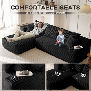 <span class=keywords><strong>Canapé</strong></span> en forme de L sans structure, <span class=keywords><strong>canapé</strong></span> modulaire sectionnel avec ottoman mobile pour salon - Product Image 6
