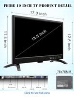 Téléviseur LED HD 19 pouces à écran plat 1080p IPS avec double tuner numérique ATSC/HDMI/VGA/AV/USB, TV RV avec haut-parleurs doubles intégrés, adapté
