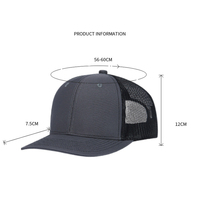 Casquette Trucker Richardson 112 à 6 Panneaux Vierge en Gros, Tissu Standard, Unisexe, Coton, Snapback, Casquettes de Baseball Classiques pour le Sport