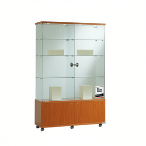 Vitrina Moderna de Vidrio de 120 cm de Ancho con Puertas con Cerradura y Estantes Ajustables para Exhibición en Sala de Estar - Product Image 2