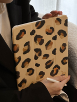 Étui élégant pour tablette à trois volets avec miroir intégré, motif imprimé léopard, protection antichoc, compatible avec iPad Mini 6