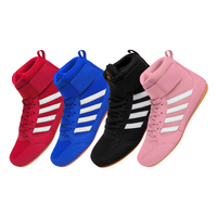 Chaussures de boxe et de lutte UWIN montantes en gros, respirantes, en maille, avec fermeture auto-agrippante pour l'entraînement aux arts martiaux des enfants et des adultes